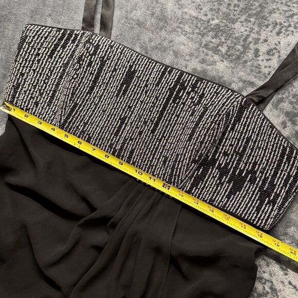 R & M Richards Sz 18 Black Silver Crystal Detail Long Maxi Dress Festive Evening - Picture 15 of 16